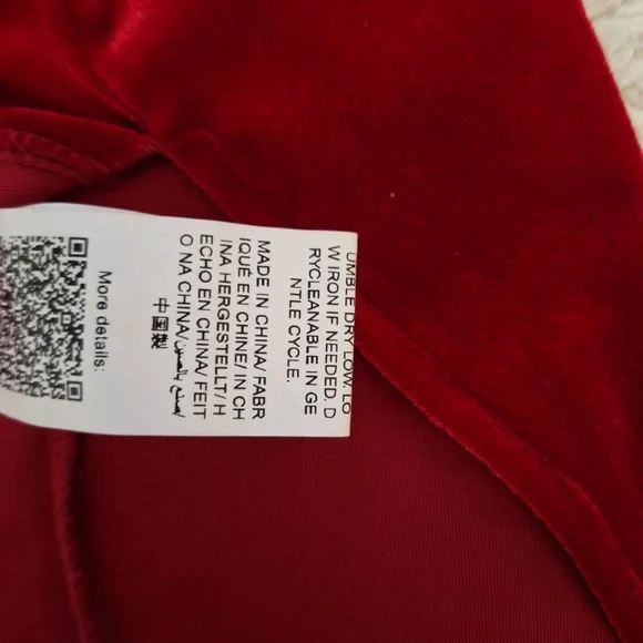 SHEIN Modely Puff Long Sleeve Velour Midi Red Dress w/Satiny Black Collar, Sz XL - Picture 15 of 15